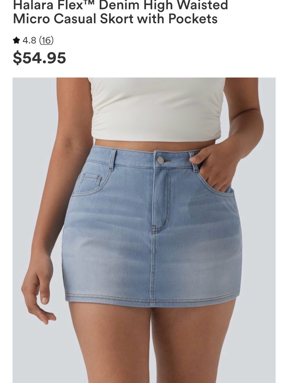 HALARA Light Blue Denim High-Waist Mini Skirt
